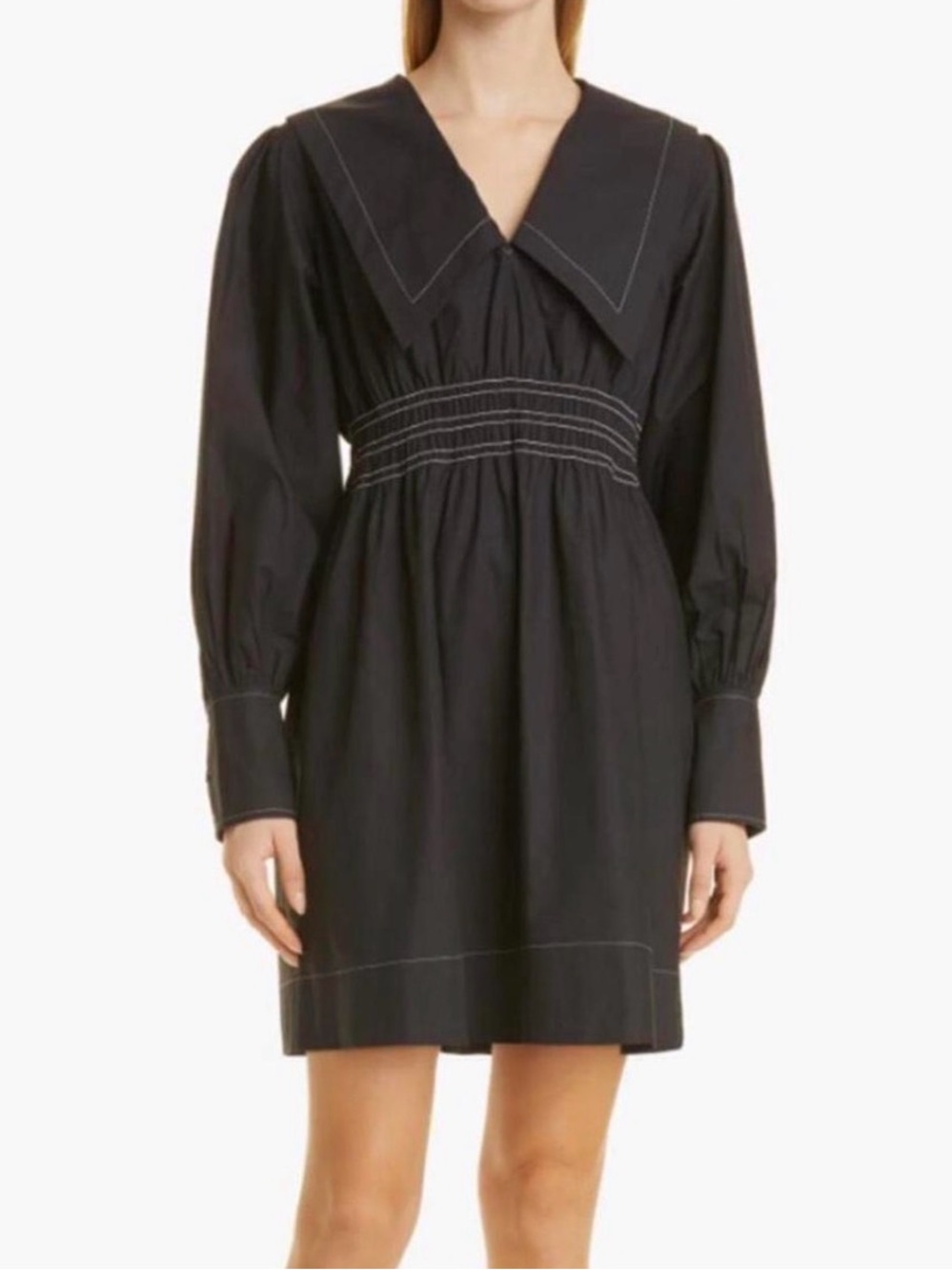 Ganni Black Cotton Mini Dress